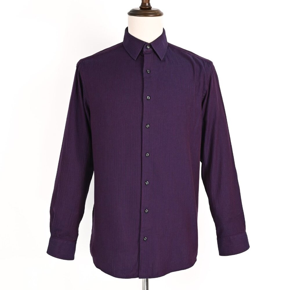 Purple Striped (Ben Sherman) Long Sleeve Button Up Shirt - Tailored Slim Fit